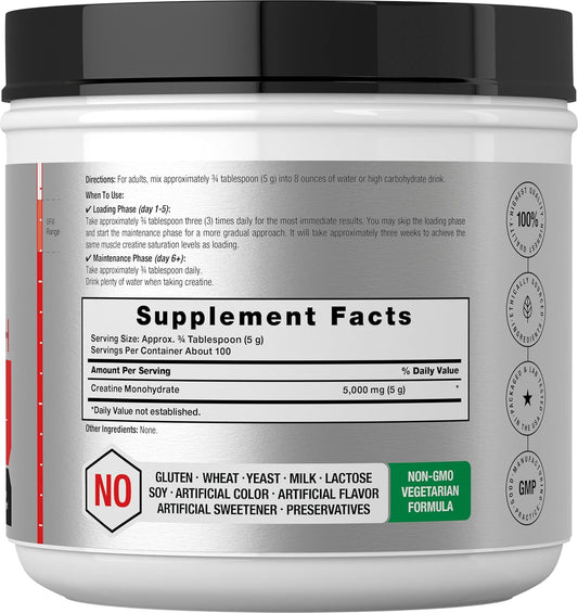 Horbäach Creatine Monohydrate Powder | 17.6Oz (1.1 Lb) | Micronized And Unflavored | Vegetarian, Non-Gmo, And Gluten Free Supplement