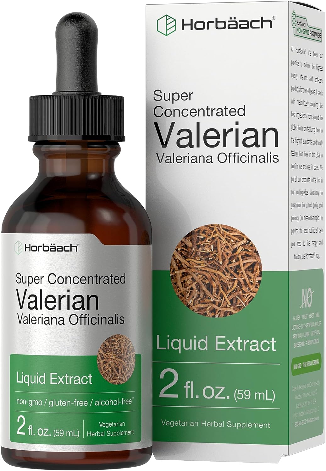 Horbach Valerian Root Extract Drops | 2 fl oz | Alcohol Free | Vegetarian, Non- GMO Gluten Free Liquid