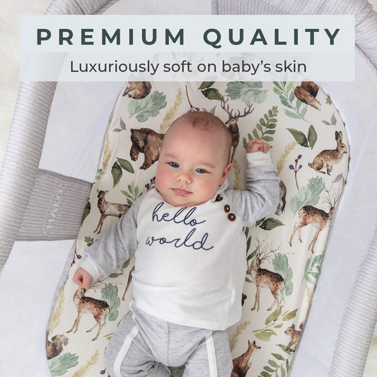 Pobibaby - 2 Pack Premium Bassinet Sheets For Standard Bassinets - Ultra-Soft Cotton Blend, Stylish Woodland Pattern, Safe And Snug For Baby (Wildlife)