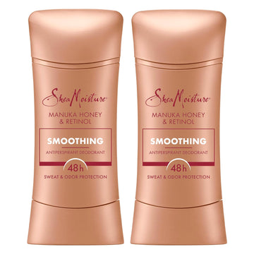 SheaMoisture Antiperspirant Deodorant Stick Smoothing Manuka Honey & Retinol (Pack of 2) for 48HR Sweat & Odor Protection with No Parabens & No Mineral Oil 2.6 oz