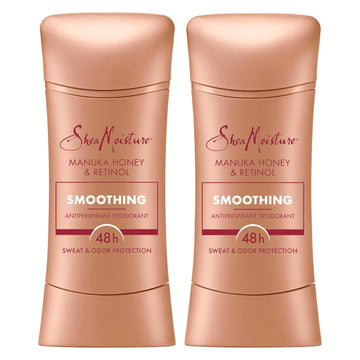 Sheamoisture Antiperspirant Deodorant Stick Smoothing Manuka Honey & Retinol (Pack Of 2) For 48Hr Sweat & Odor Protection With No Parabens & No Mineral Oil 2.6 Oz