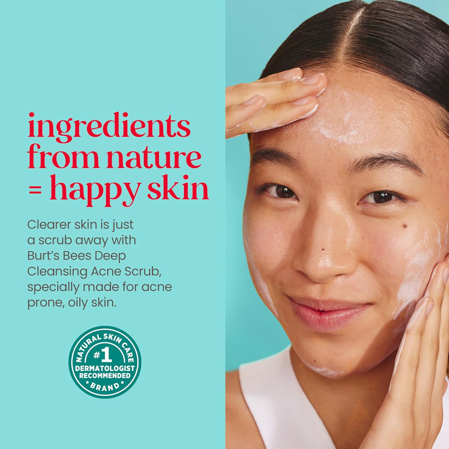 Burt’s Bees Clear and Balanced Deep Cleansing Acne Scrub, Salicylic Acid Acne Treatment with Cica, Facial Cream Exfoliator Helps Unclog Pores and Reduce Acne, 4 Oz : Beauty & Personal Care