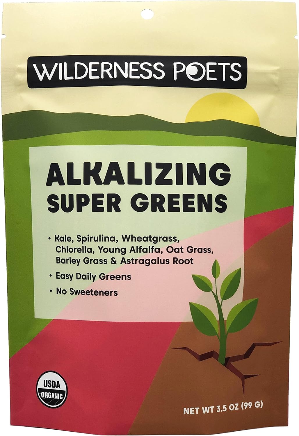 Wilderness Poets, Organic Alkalizing Super Greens - Green Juice Powder (3.5 Ounce)