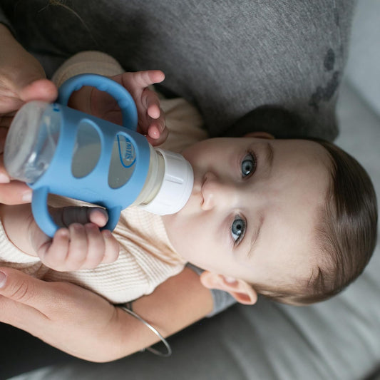 Dr. Brown'S Milestones 100% Silicone Baby Bottle Handles, Narrow, Removable Easy-Grip Transitional Sippy Cup Handles, Light Blue, 4M+, 1 Pack