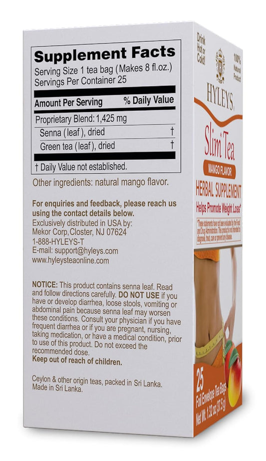 Hyleys Slim Tea Weight Loss Herbal Supplement With Goji Berry - Cleanse And Detox - 50 Tea Bags