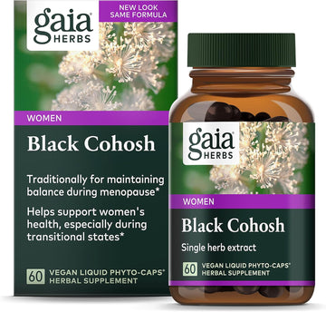 Gaia Herbs Black Cohosh - Menopause Support Supplement To Help Maintain Hormone Balance And Health For Women - With Organic Black Cohosh - 60 Vegan Liq Phyto-Capsules (30-Day Supply)