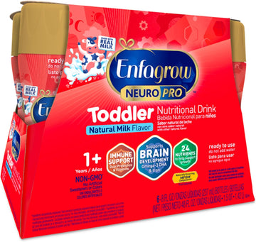 Enfagrow Neuropro Toddler Nutritional Drink, Made With Real Milk, Brain-Building Omega-3 Dha, Nutrients And Prebiotics For Growth & Immune Support, Non-Gmo, Toddler Milk Powder, 8 Fl Oz, 6 Count