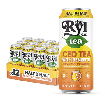 Ryl Iced Tea, Half & Half, Antioxidant Superblend, Zero Sugar, Low Carb, Low Calorie Iced Tea, 16.0 Fl Oz (12-Pack)