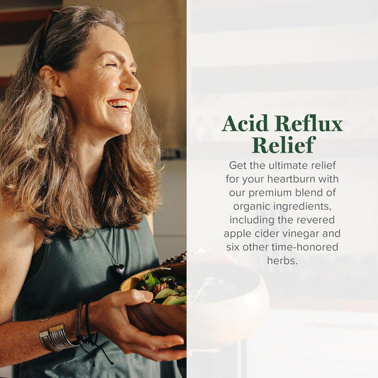 Global Healing Acid Reflux Relief Organic Liquid Supplement W/Slippery Elm - Helps Upset Stomach, Heartburn, Indigestion - Supports Body'S Defense Against Digestive Issues - 2 Fl Oz