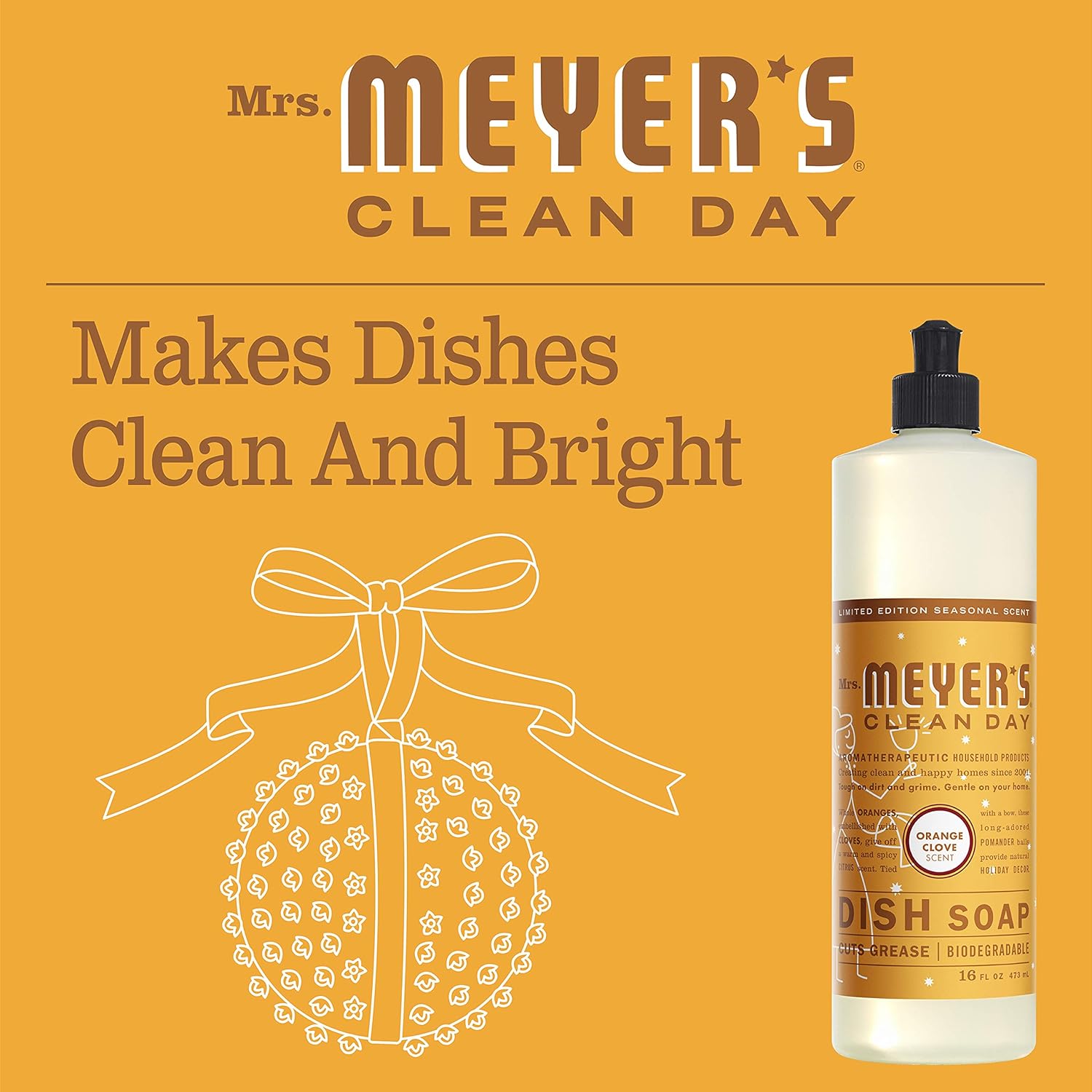 MRS. MEYER'S CLEAN DAY Liquid Dish Soap, Biodegradable Formula, Limitd Edition Orange Clove, 16 fl. Oz : Health & Household