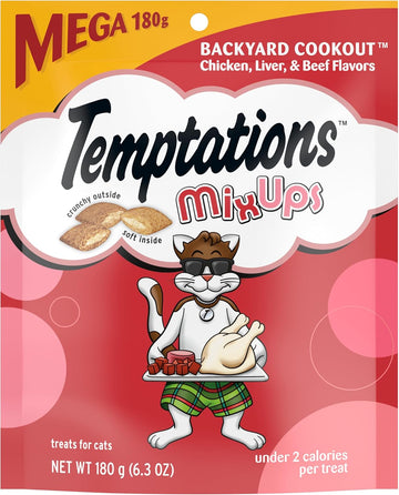 Temptations Mixups Backyard Cookout Flavor Crunchy And Soft Cat Treats, 6.3 Oz. Pouch (Pack Of 10)