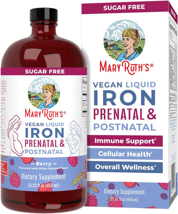 Maryruth Organics | Liquid Iron Supplement Prenatal & Postnatal For Pregnant & Lactating | Iron Deficiency | Immune Support | Sugar/Gluten Free | Vegan | Non-Gmo | 15.22 Fl Oz