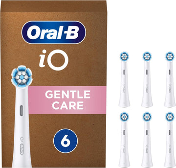 Oral-B Io Gentle Care Original Electric Toothbrush Head, Twisted & Angled Bristles For Deeper Plaque Removal, Pack Of 6 Toothbrush Heads, Suitable For Mailbox, White