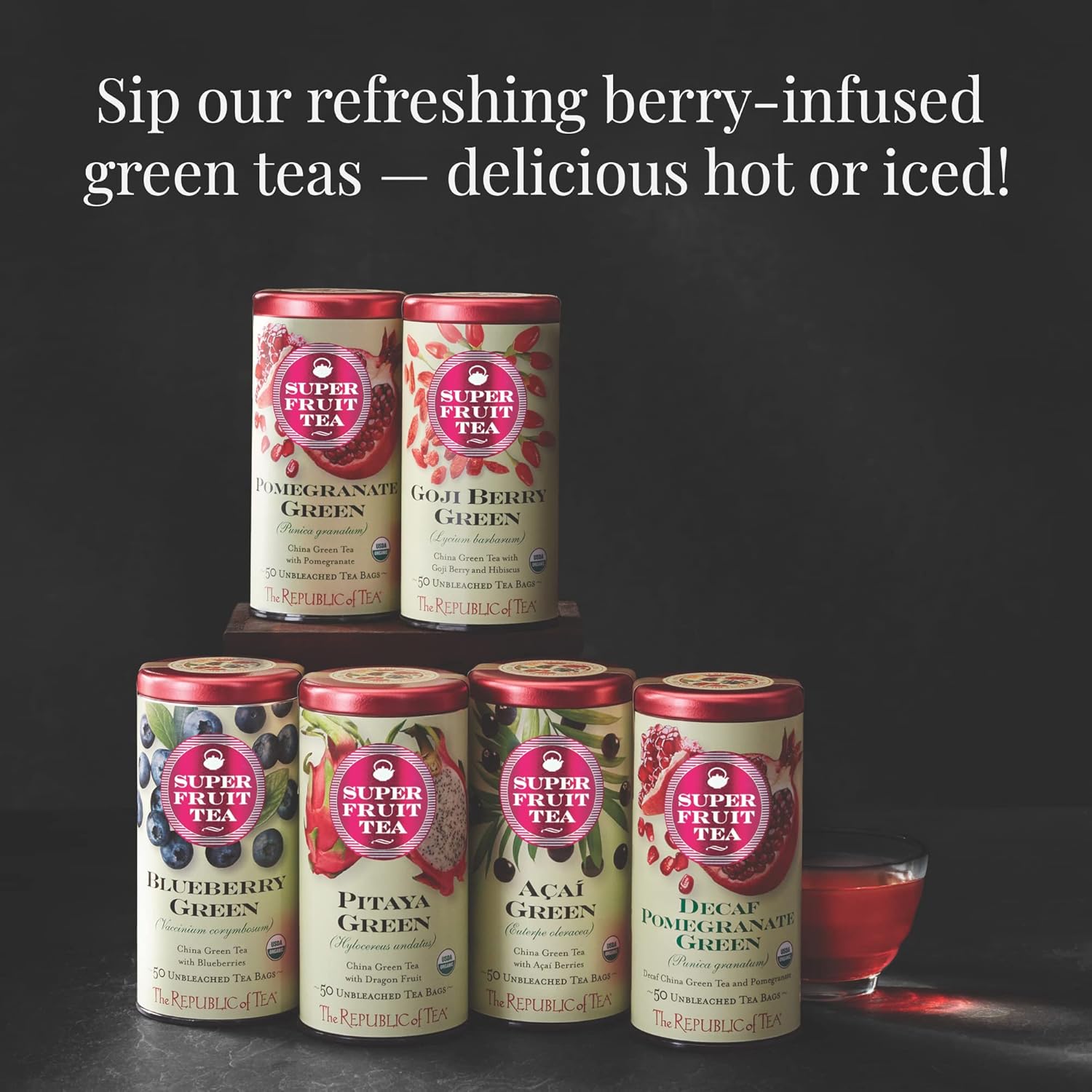 The Republic of Tea, Pomegranate Green Tea, 50-Count : Grocery & Gourmet Food