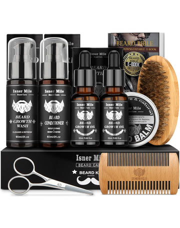 Beard Kit For Men Grooming And Care: With Shampoo & Conditioner, Beard Oil And Balm/Brush/Comb/Scissors, Father'S Day - Christmas - Birthday Gifts For Men Stocking Stuffers For Him/Husband