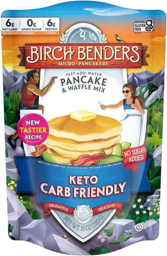 Keto Pancake & Waffle Mix by Birch Benders, High Protein, Gluten-free, Keto-Friendly, 10 oz (Pack of 6)