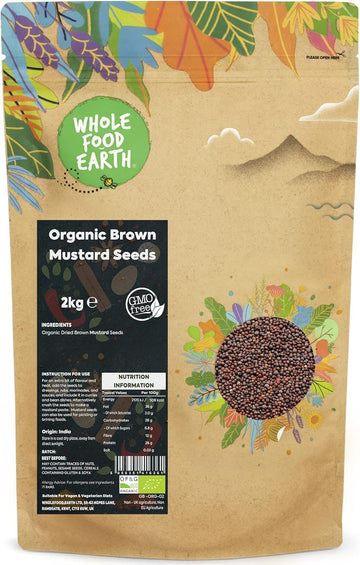 Wholefood Earth Organic Brown Mustard Seeds 500 G | Gmo Free | Certified Organic