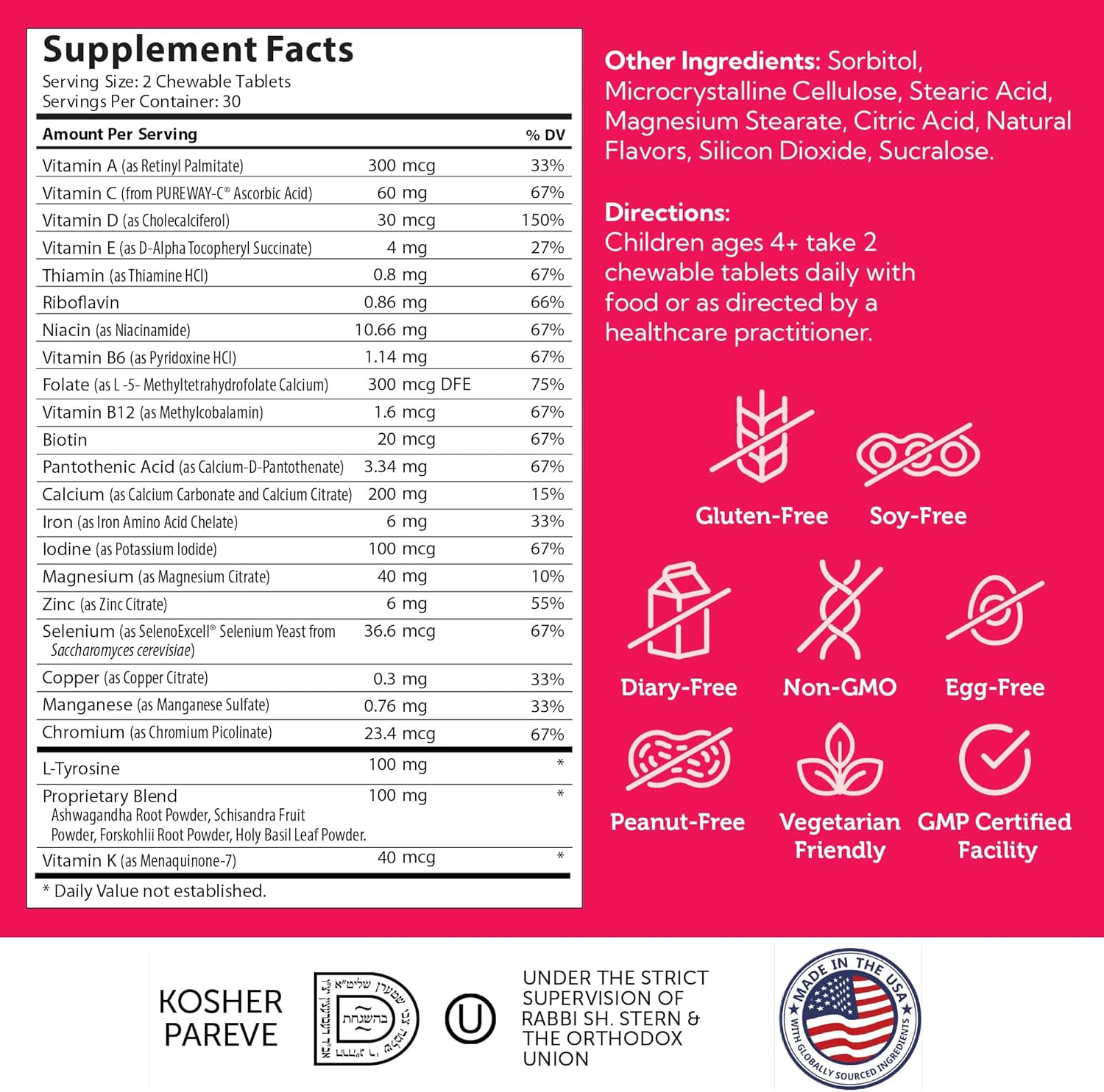 Zahler HeightFactor Chewable Tablets - Natural Kids Height Growth Supplement for Children Age 4+ Doctor Formulated Height Increase Maximizer to Grow Taller - Natural Growth Support Formula, 60 Count : Health & Household