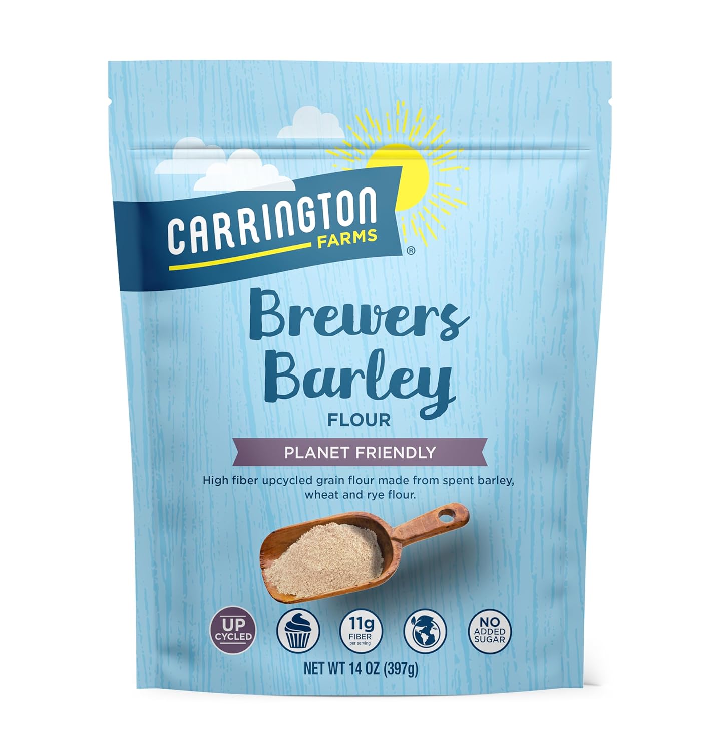 Carrington Farms Brewer'S Barley Flour – High Protein, Fiber & Iron, Nutrient Rich Flour For Baking & Cooking – Blend With Traditional Wheat Flour For Nutritional Boost (14 Oz)