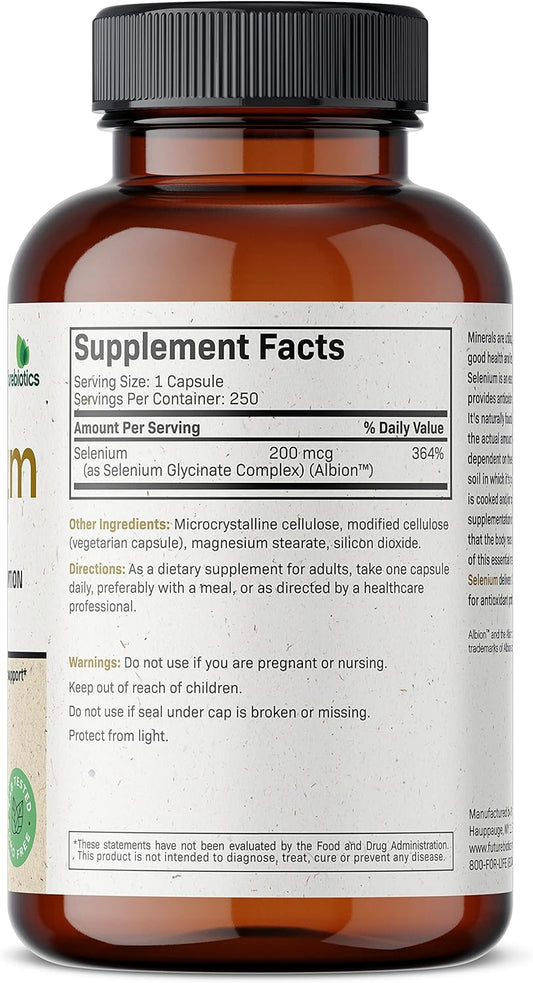 Futurebiotics Selenium 200 Mcg - Selenium Amino Acid Complex - Essential Trace Mineral With Superior Absorption, Non Gmo, 250 Capsules