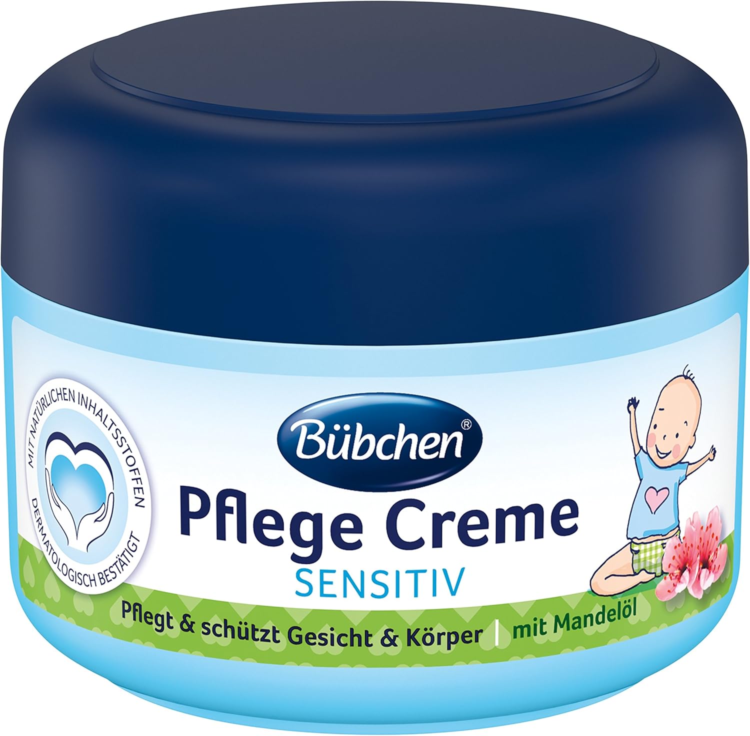 BÃ¼bchen Pflege Creme, sensitive KÃ¶rper- und Gesichtscreme fÃ¼r zarte Babyhaut, mit MandelÃ¶l, Menge: 1 x 75 ml