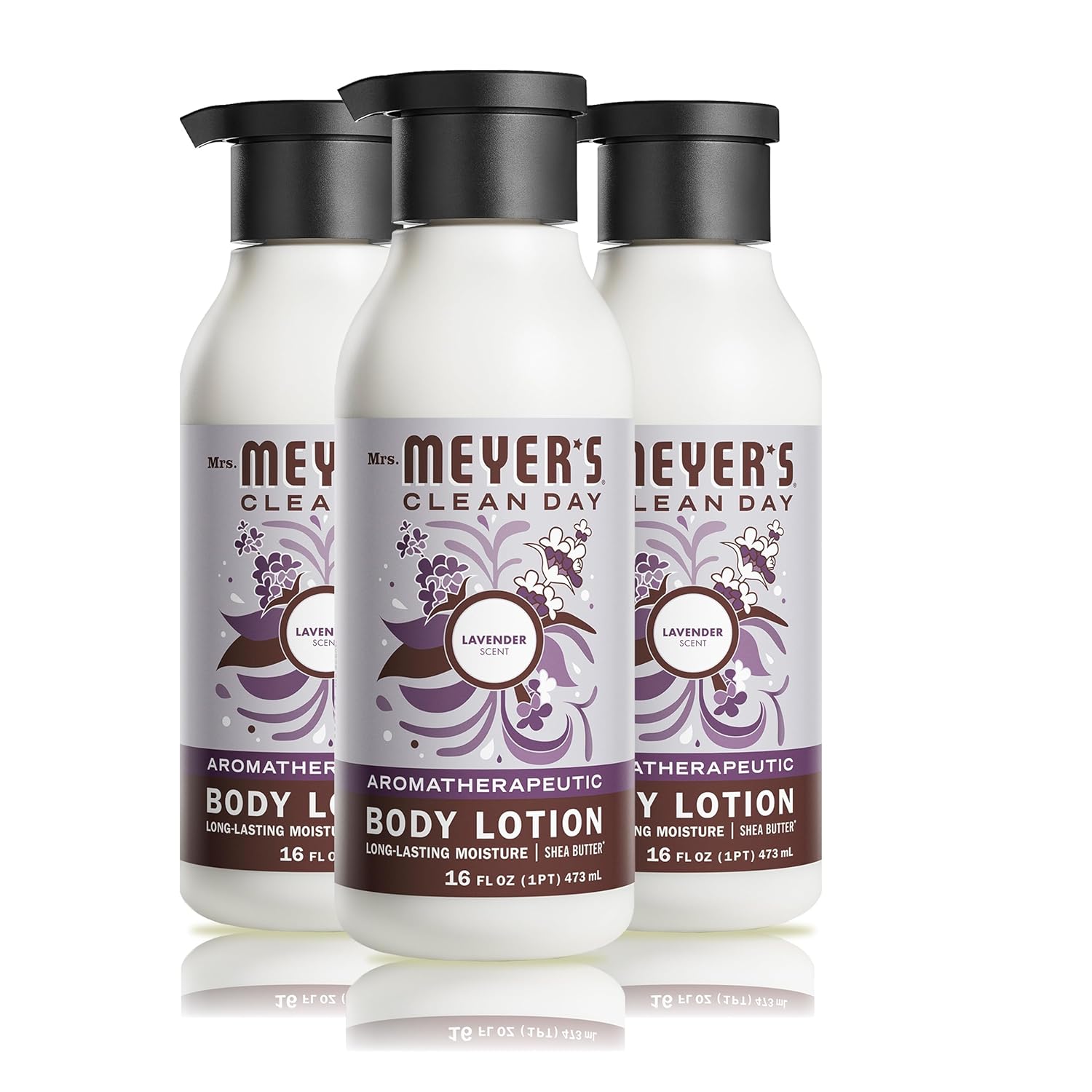 Mrs. Meyer'S Clean Day Body Lotion For Dry Skin, Non-Greasy Moisturizer Made With Essential Oils, Lavender, 16 Fl. Oz - Pack Of 3