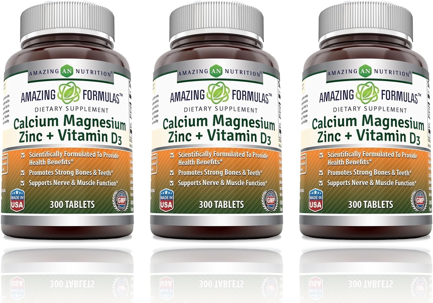 Amazing Formulas Calcium Magnesium Zinc + D3 Supplement | 150 Tablets | Non-Gmo | Gluten-Free | Made In Usa