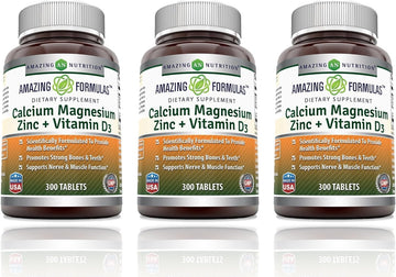 Amazing Formulas Calcium Magnesium Zinc + D3 Supplement | 150 Tablets | Non-Gmo | Gluten-Free | Made In Usa