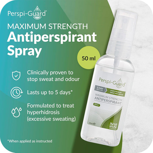Perspi-Guard Maximum Strength Antiperspirant Spray 50 Ml, 3-Pack, Strong Deodorant For Excessive Sweating & Hyperhidrosis, Anti Sweat Spray, Unscented
