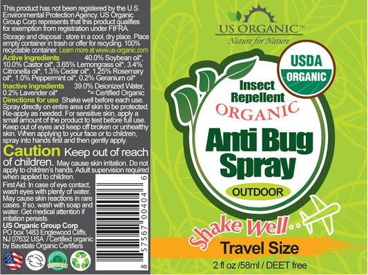 US Organic Mosquito Repellent Anti Bug Outdoor Pump Sprays, USDA Certification, Cruelty Free, Proven Results by Lab Testing, Deet-Free (2 oz - Value 2 Pack)