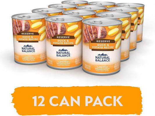 Natural Balance Limited Ingredient Adult Grain-Free Wet Canned Dog Food, Reserve Duck & Potato Recipe, 13 Ounce (Pack Of 12)