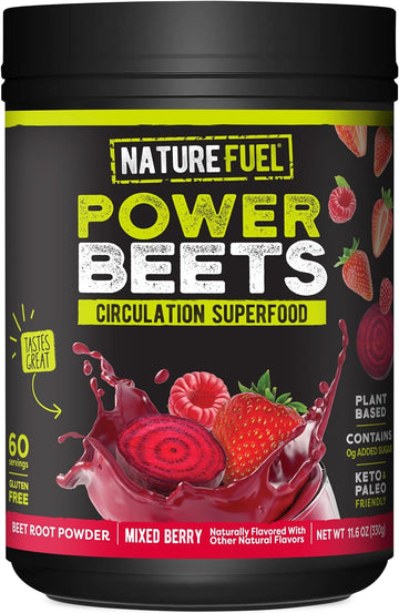 Nature Fuel Power Beets Powder, Delicious Acai Berry Pomegranate, Concentrated Superfood Supplement, Supports Circulation, Natural Energy & Stamina, Non-GMO, 60 Servings