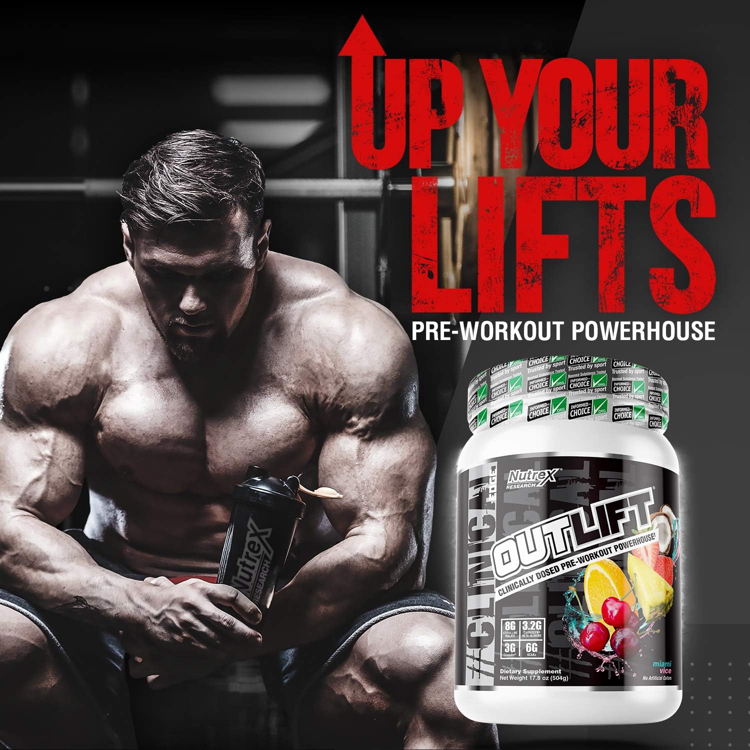 Nutrex Research 10 Serving Outlift Powder, Miami Vice, 8.89 Ounce
