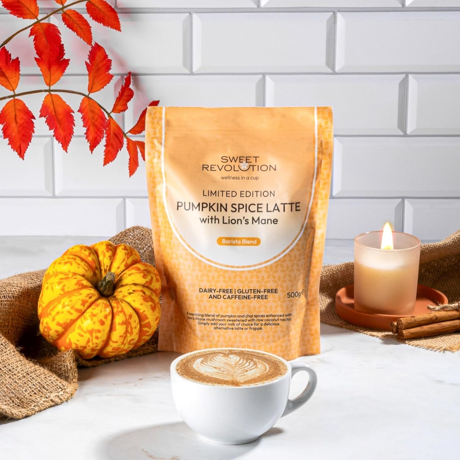 Organic Pumpkin Spice Latte with Lion’s Mane Barista Blend (1 x 500g) Catering Pack. Caffeine Free, Gluten Free, Dairy Free, Refined Sugar-Free. : Amazon.co.uk: Grocery