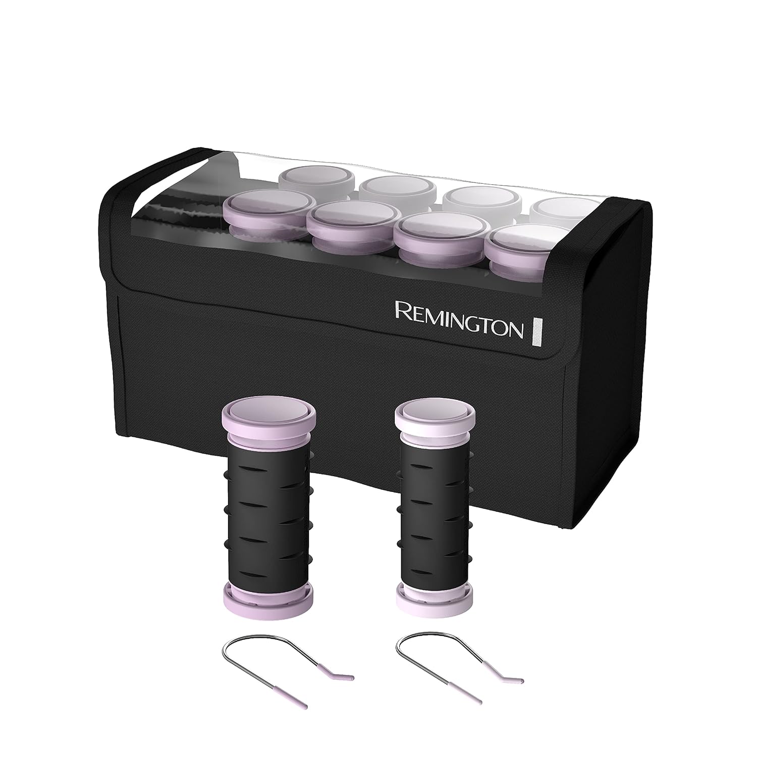 Remington Compact Ceramic Dual Voltage Hair Setter & Rollers, 1-1 ¼" Purple/Black, 10 Piece Set