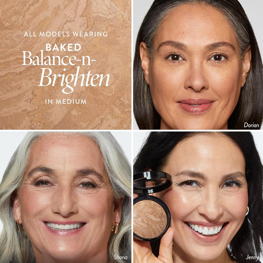 Laura Geller New York Award-Winning Baked Balance-N-Brighten Color Correcting Powder Foundation - Light - Buildable Light To Medium Coverage - Demi-Matte Natural Finish