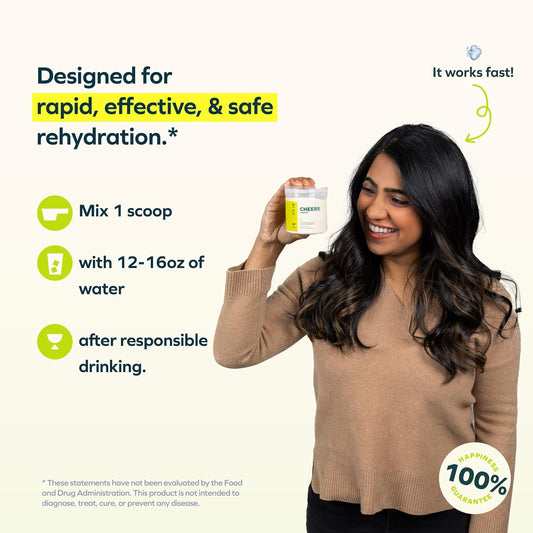 Cheers Hydrate | Oral Rehydration Solution | Electrolytes For Rapid Hydration | Lemon Lime Flavor | 12 Servings | Electrolyte Supplement With Sodium, Potassium, Glucose
