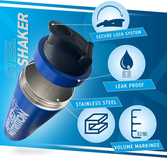 Applied Nutrition Bundle Abe Pre Workout 375G + 750Ml Steel Protein Shaker | All Black Everything Pre Workout Powder, Energy & Physical Performance, Creatine, Beta Alanine (Icy Blue Raz)