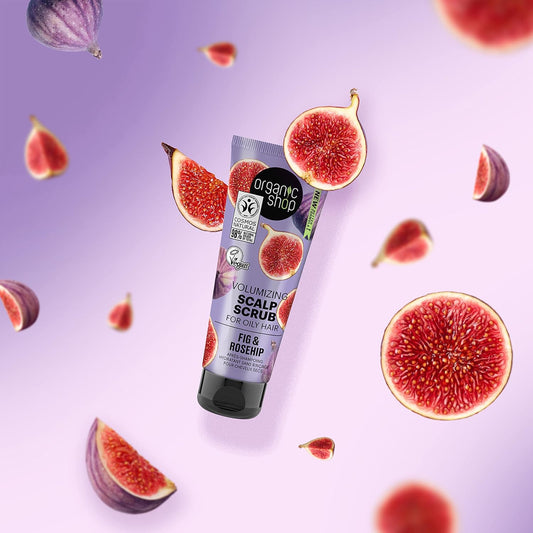 Organic Shop Oily Hair Volumizing Scalp Scrub Fig And Rosehip, 75 Ml