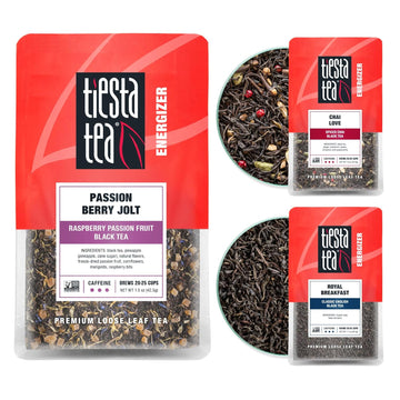 Tiesta Tea - Black Loose Leaf Tea Gift Box, 3 Pouches, High Caffeine, Hot & Iced Tea, Variety Pack With Chai, Fruit Black & English Breakfast Tea Bags, Loose Leaf Black Tea Assortment