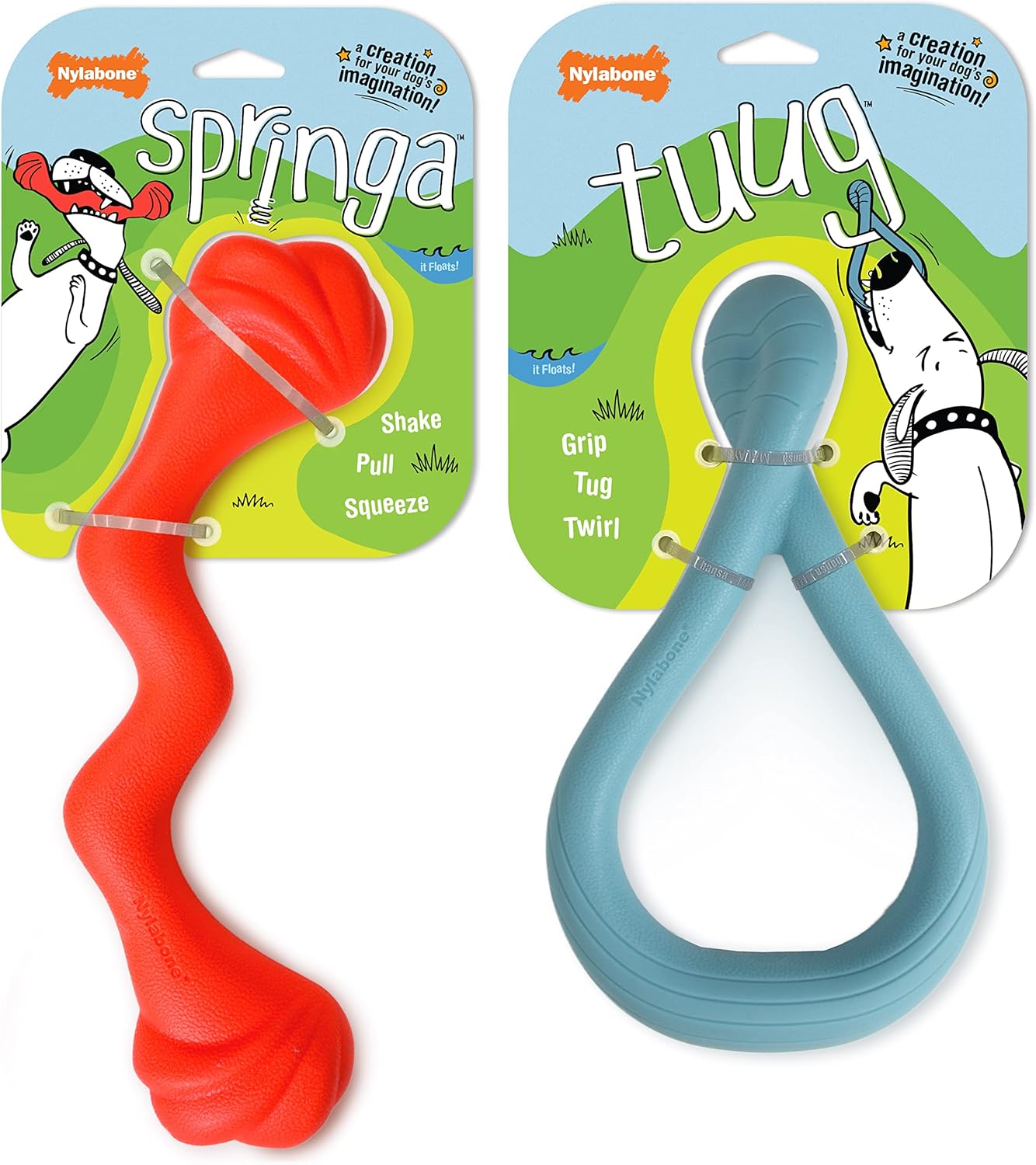 Nylabone Springa And Tuug Interactive Dog Toys Bundle For Dogs – Lightweight Intriguing Dog Tug Toys For Creative Play & Dog Exercise