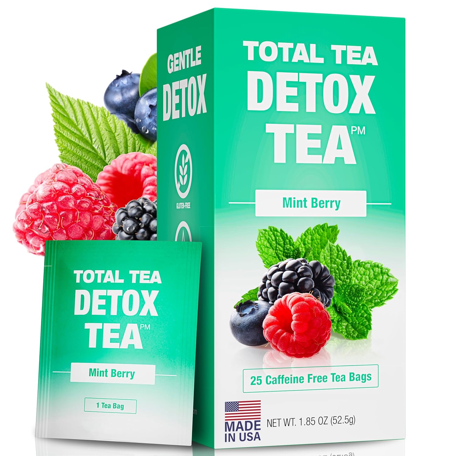 Total Tea Slimming Detox Tea For A Healthy Weight Support - Caffeine Free - Herbal Tea With Chamomile, Hibiscus, Ginger Root For Colon Cleanse - Natural Mint Tea For Digestive Health