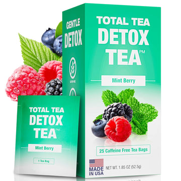 Total Tea Slimming Detox Tea For A Healthy Weight Support - Caffeine Free - Herbal Tea With Chamomile, Hibiscus, Ginger Root For Colon Cleanse - Natural Mint Tea For Digestive Health