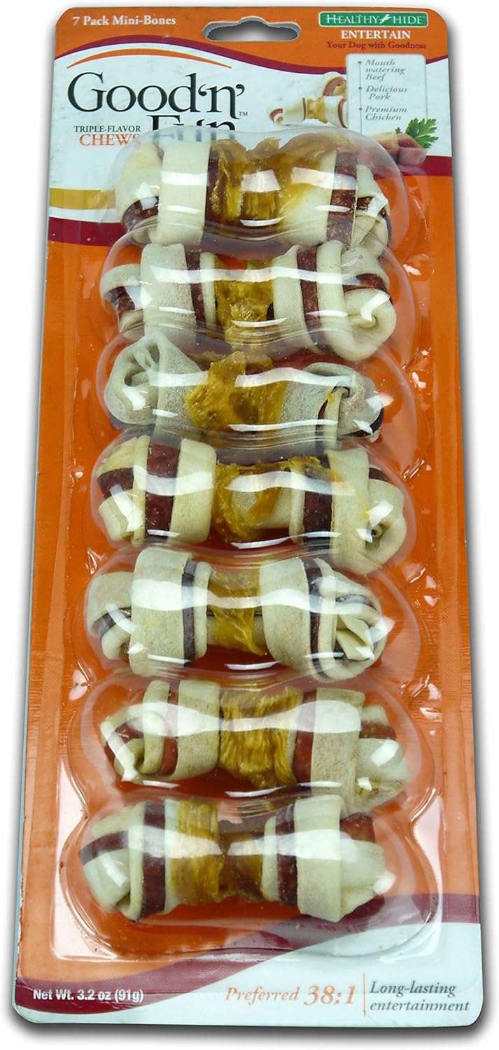 Good'N'Fun Good 'N' Fun Triple Flavor Mini Rawhide Chews, 7-Count