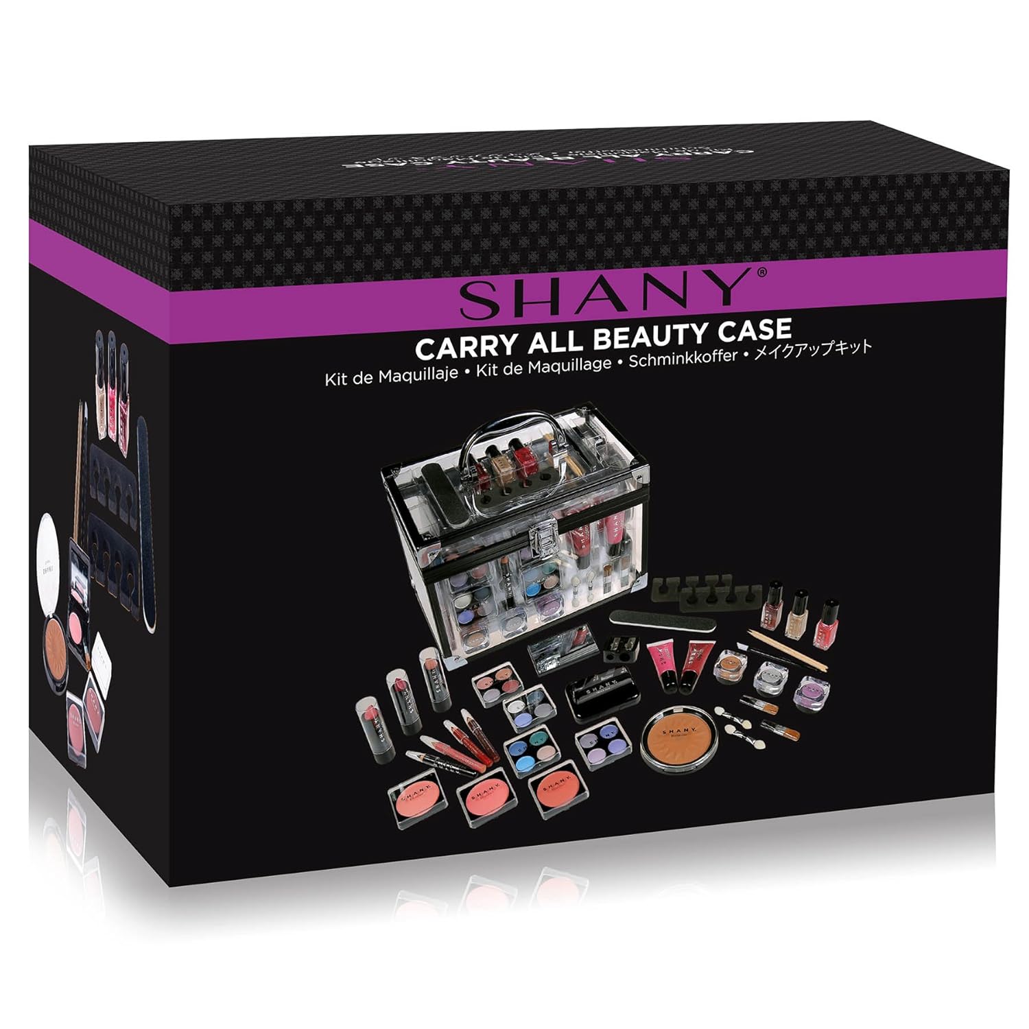 Shany Carry All Trunk Makeup Train Case With Re-Usable Aluminum Beauty Storage Organizer Case. Make Up Set With Eye Palettes, Blushes,Face Powders, Manicure, Pedicure And Cosmetics Brushes. : Health And Personal Care : Beauty & Personal Care