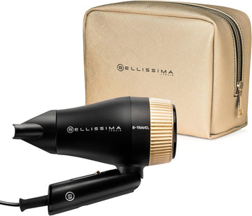 Bellissima B Travel Hair Dryer – Premium Small Blow Dryer For Women And Men, Small, Foldable, Lightweight, Compact, 2 Heat Settings, Luxury Travel Bag Included, Worldwide Use, 1400W Dual Voltage