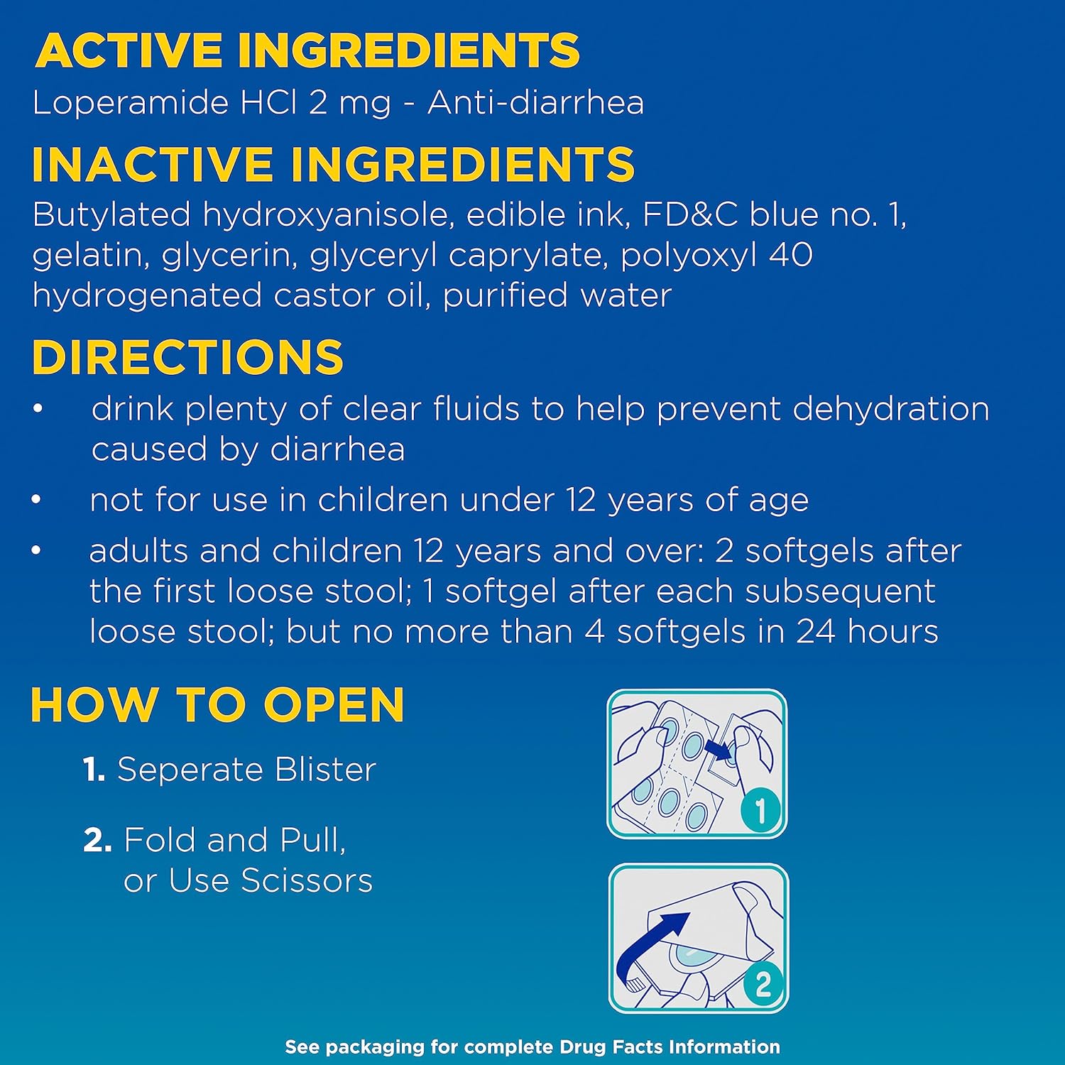 Imodium A-D Anti-Diarrheal Medicine Softgels, 2 mg Loperamide Hydrochloride, 12 ct. : Health & Household