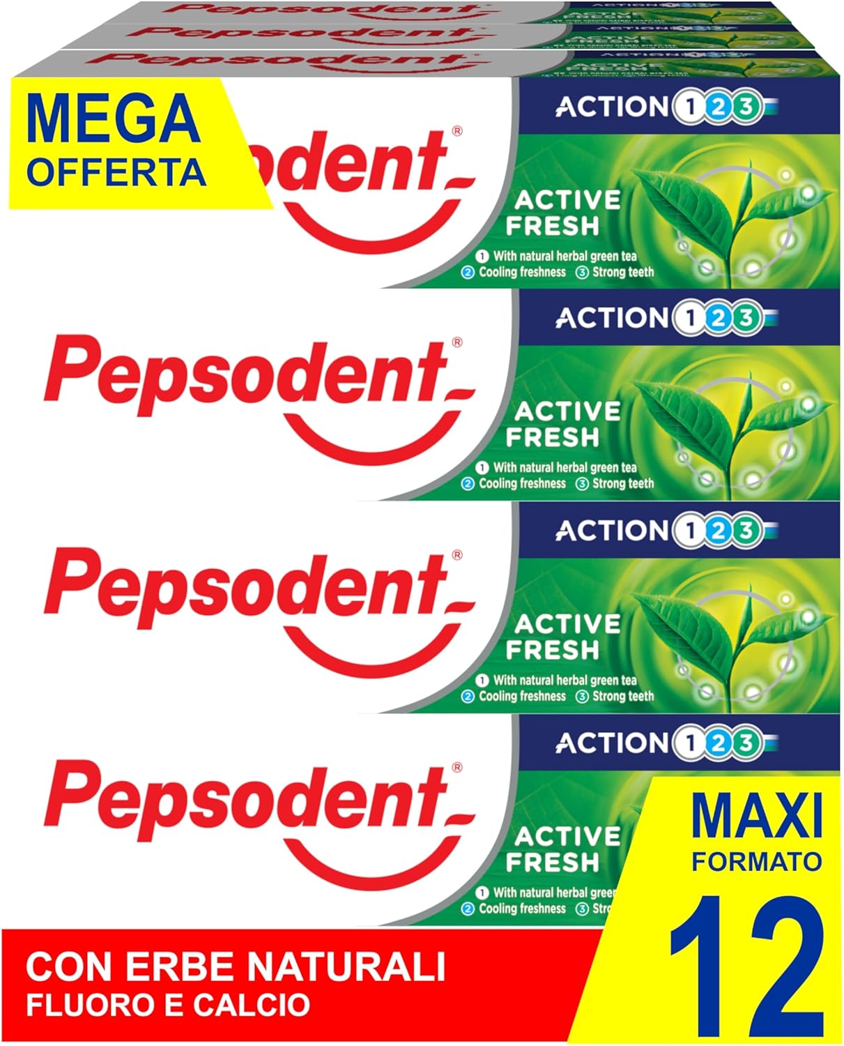 Pepsodent Active Fresh Toothpaste With Fluoride And Calcium For Caries Protection 24 Hours 75Ml (2X75Ml Pack)