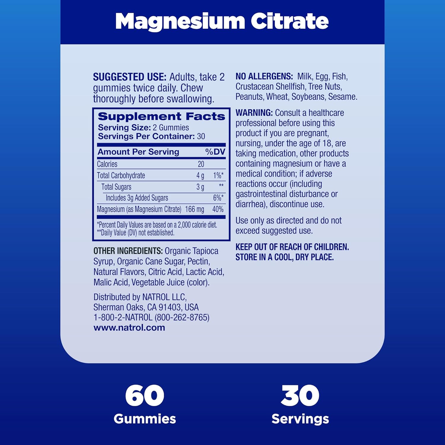 Natrol Mood + Stress Magnesium Citrate 330mg, Dietary Supplement for Mood and Occasional Stress Support, 60 Raspberry-Flavored Gummies, 15-Day Supply : Health & Household