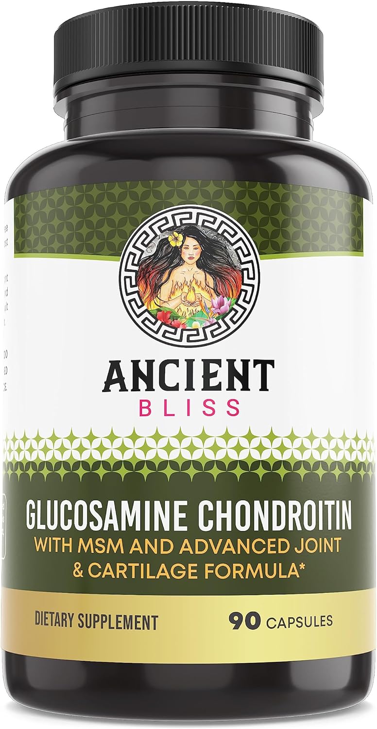 Glucosamine Chondroitin MSM Mobility & Joint Support Supplement for Men & Women with Cartilage Formula for Joint Support by Ancient Bliss (90 Capsules)